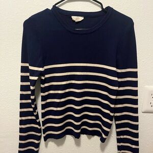 entro Navy and Cream Striped Long-Sleeve Top